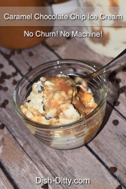 Easy Caramel Chocolate Chip Ice Cream Recipe (No Churn) by Dish Ditty Recipes